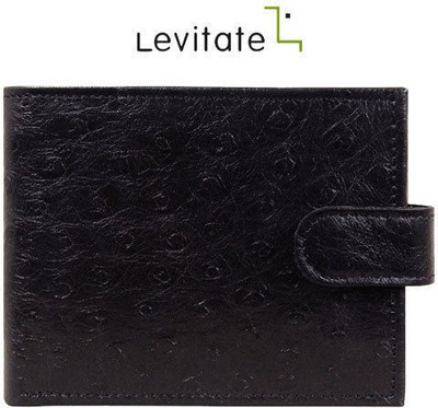 

Levitate Men Black Genuine Leather Wallet(8 Card Slots)