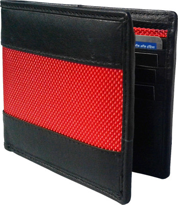 

NUKAICHAU Men Red Genuine Leather Wallet(8 Card Slots), Blk red 8