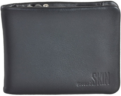 

Second Skin Men Black Genuine Leather Wallet(10 Card Slots)