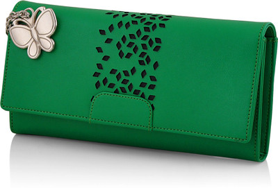 

Butterflies Casual Green Clutch
