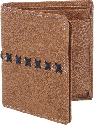 

The Blue Pink Men Tan Artificial Leather Wallet(6 Card Slots), Tan-08