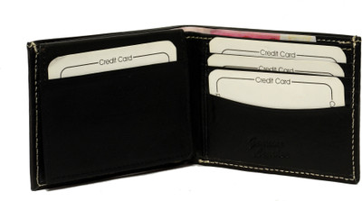 

DEQAN Men Black Genuine Leather Wallet(10 Card Slots)