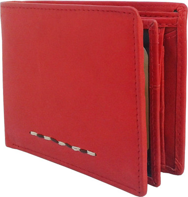 

REBECO Men Red Genuine Leather Wallet(10 Card Slots)
