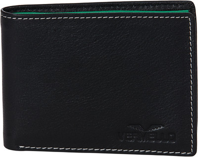 

Vermello Men Black, Green Genuine Leather Wallet(3 Card Slots), 2864grn