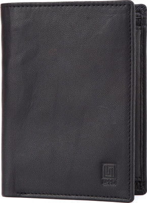 

U+N Men Black Genuine Leather Wallet(3 Card Slots)