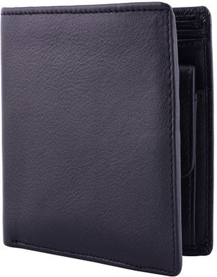 Yark Men Black Genuine Leather Wallet(3 Card Slots)