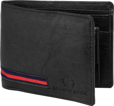 

Grande Mode Men Black Genuine Leather Wallet(3 Card Slots), Black-02