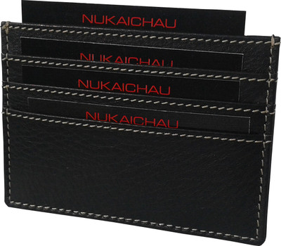 

NUKAICHAU Men Black Genuine Leather Card Holder(7 Card Slots), Card blk 7