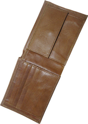 

Touch Trolley Men Khaki Genuine Leather Wallet(8 Card Slots)