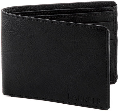 

Laurels Men Black Artificial Leather Wallet(6 Card Slots), Black-01