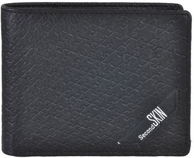 

Second Skin Men Black Genuine Leather Wallet(10 Card Slots)