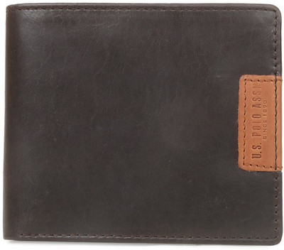 

U.S. Polo Assn Men Brown Genuine Leather Wallet(10 Card Slots), Dark brown