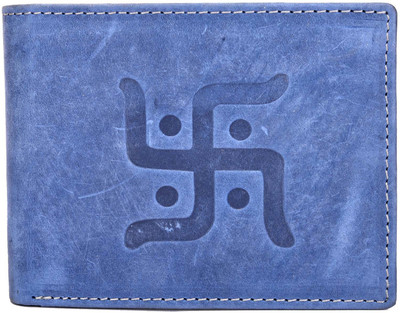 

AJ Fashions Men Blue Genuine Leather Wallet(9 Card Slots), Denim blue