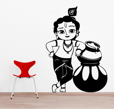 Asmi Collections 80 cm Asmi Collections PVC Wall Stickers Beautiful Baal Krishna Removable Sticker(Pack of 1)