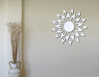 

Indigo Creatives Sun Shatterproof Dining Kitchen Bathroom Wall Designer Mirror(7 inch, Silver)