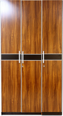 EVOK Hamburg Engineered Wood 3 Door Wardrobe(Finish Color - Walnut Brown, Knock Down)