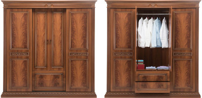 

Durian EVERETT/WD Engineered Wood 4 Door Wardrobe(Finish Color - Cherry)