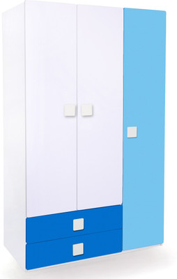 Alex Daisy Universal Engineered Wood 3 Door Wardrobe(Finish Color - Blue & White)