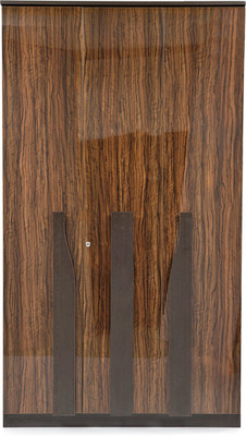 EVOK Cosmo Engineered Wood 3 Door Wardrobe(Finish Color - Walnut Brown, Knock Down)