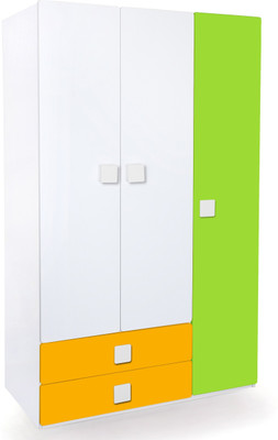 Alex Daisy Universal Engineered Wood 3 Door Wardrobe(Finish Color - White, Yellow & Green)