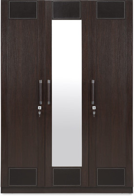 

@home by Nilkamal Emirates3 Engineered Wood 3 Door Wardrobe(Finish Color - Dark Walnut, Mirror Included)