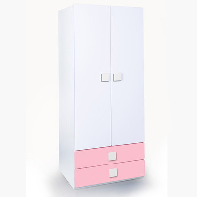 Alex Daisy Universal Engineered Wood 2 Door Wardrobe(Finish Color - Pink & White)
