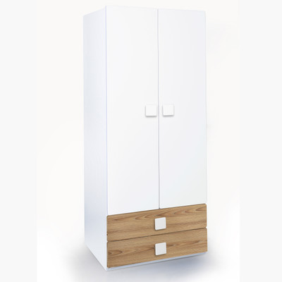 Alex Daisy Universal Engineered Wood 2 Door Wardrobe(Finish Color - Oak & White)