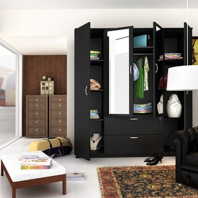 

Housefull Engineered Wood 4 Door Wardrobe(Finish Color - WENGE, Mirror Included)