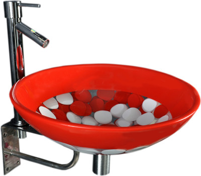 

Lucky Red - White Stones SRP05 Table Top Basin(Red - White Stones)