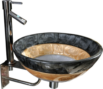 Lucky Round Painted Golden Grey SRR08 Table Top Basin(Round Painted Golden Grey)