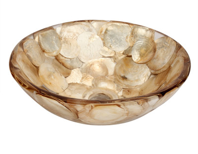 

Zahab WAFFER ROUND (MOP)WASH BASIN WR103 Table Top Basin(LIGHT YELLOW)