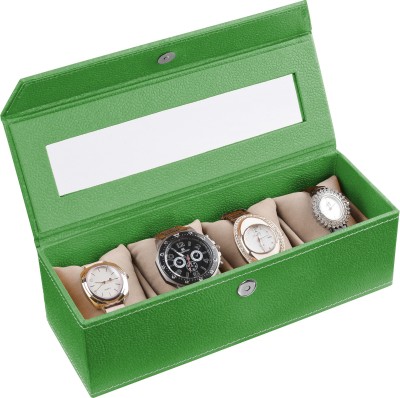 Eco-Leatherette Deco Watch Box(Vibrant green, Holds 4 Watches)   Watches  (Eco-Leatherette)