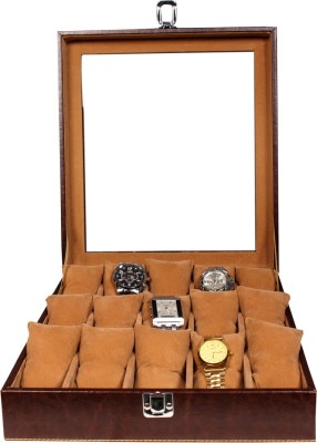 Leather World PU Leather Watch Box(Brown, Holds 15 Watches)   Watches  (Leather World)