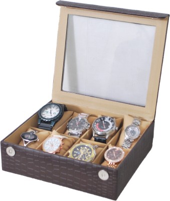 The Runner Croc Finish Transparent Watch Box(Brown, Beige, Holds 8 Watches)   Watches  (The Runner)