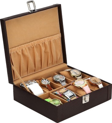 The Runner Solid Watch Box(Brown, Beige, Holds 8 Watches)   Watches  (The Runner)