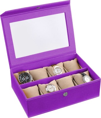 Eco-Leatherette Deco Watch Box(Lilac, Holds 8 Watches)   Watches  (Eco-Leatherette)