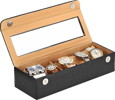 The Runner Solid Watch Box(Black, Beige, Holds 5 Watches)   Watches  (The Runner)