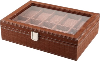 A&E Brown Transparent 10 Tie & Watch Box(Brown, Holds 10 Watches)   Watches  (A&E)