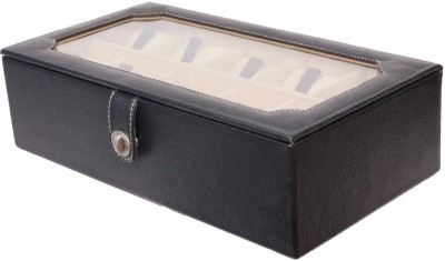 Ystore Ystore Genuine Leather Transparent Watch Box- Black Watch Box(Black, Holds 10 Watches)   Watches  (Ystore)