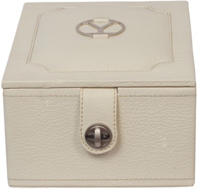 Ystore Ystore Genuine Leather Watch Box- White Contrast Watch Box(White, Holds 4 Watches)   Watches  (Ystore)