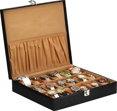 

The Runner Designer Watch Box(Black, Beige, Holds 18 Watches)