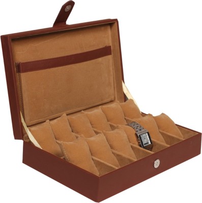 Leather World PU Leather Watch Box(Brown, Holds 12 Watches)   Watches  (Leather World)