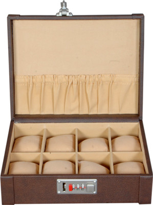 

Laveri 8ngt Leatherette Watch Box(Brown, Beige, Holds 8 Watches)