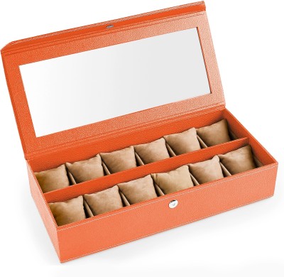 Eco-Leatherette Handcrafted Watch Box(Brunt Orange, Holds 12 Watches)   Watches  (Eco-Leatherette)