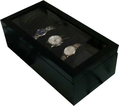 SLK Wooden Watch Box(Black, Holds 3 Watches)   Watches  (SLK)