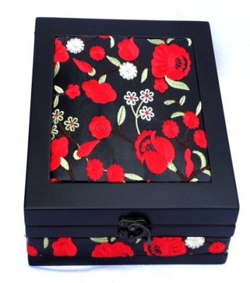 Kuero Red and Black Floral Wooden Watch Box(Black, Red, Green, White, Holds 5 Watches)   Watches  (Kuero)