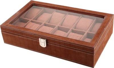 A&E Brown Transparent 12 Tie & Watch Box(Brown, Holds 12 Watches)   Watches  (A&E)