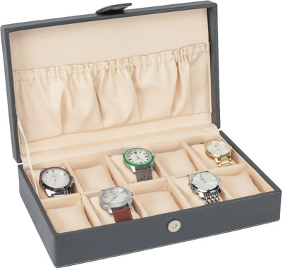 

D'SIGNER Grey Watch Organizer Watch Box(Grey, Holds 10 Watches)