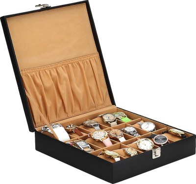 The Runner Solid Watch Box(Black, Beige, Holds 15 Watches)   Watches  (The Runner)