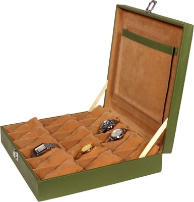 Leather World classic Watch Box(Green, Holds 18 Watches)   Watches  (Leather World)